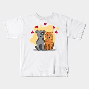 Dogs Cats lovers cute funny animal pet Kids T-Shirt